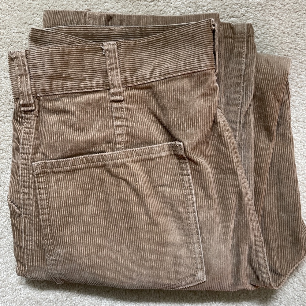 High Waist Uniqlo Corduroy Pants, Tan, 30 x 29